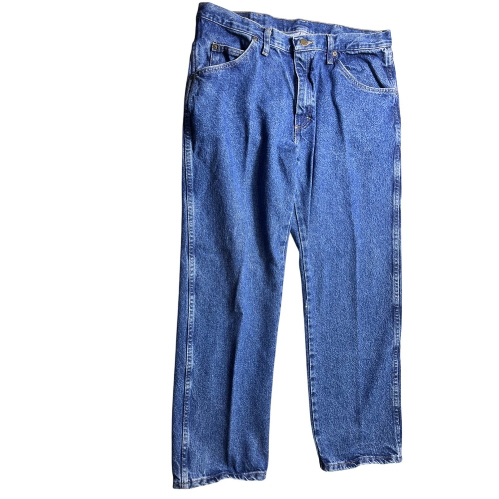 Wrangler Regular Fit Jeans Mens 36x30 Blue Denim Straight Leg 100% Cotton